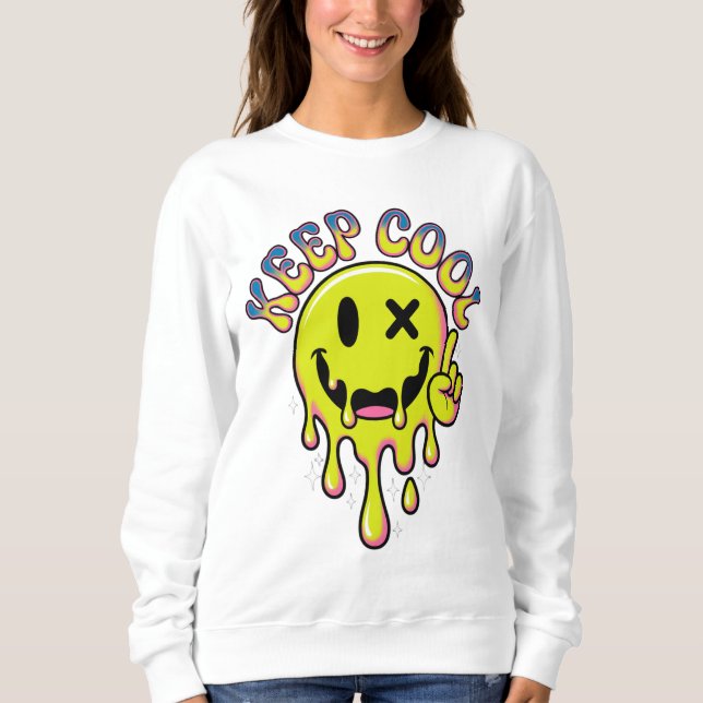 Sweatshirt Garder Cool Driving Smiley Face Y2K Rave Aesthétiq (Devant)