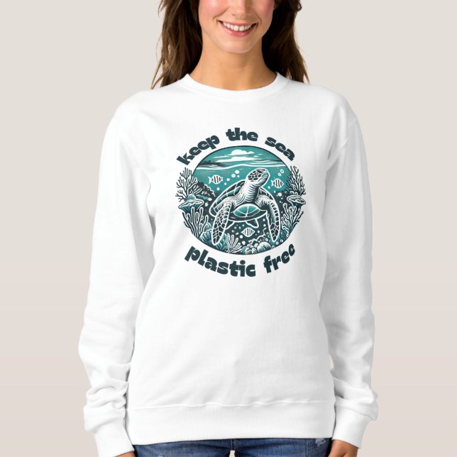 Sweatshirt Gardez le plastique de la mer libre (Devant)