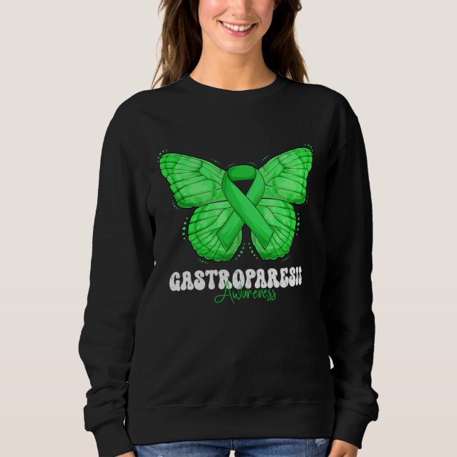 Sweatshirt Gastroparesis Awareness Month Green Ribbon Butterf (Devant)