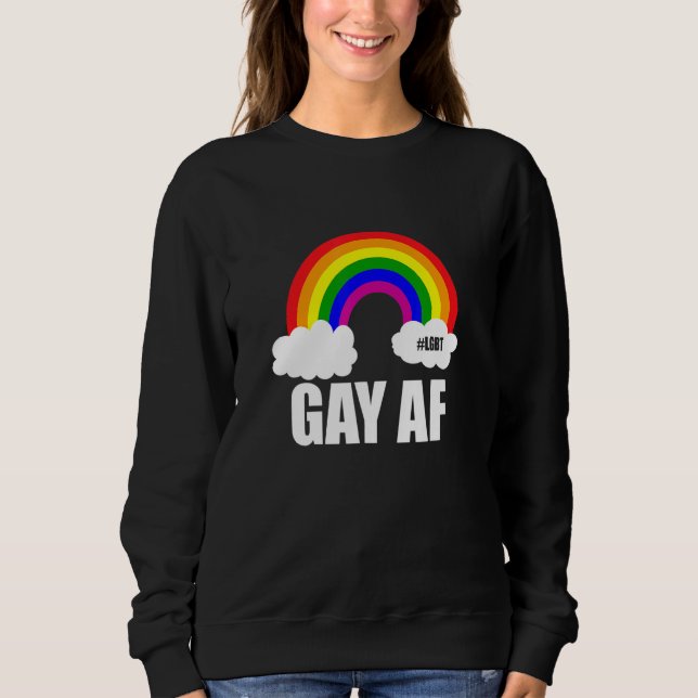 Sweatshirt Gay AF Awesome LGBT Gay Pride Queer Rainbow (Devant)
