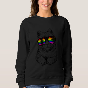 Sweatshirt Gay Chat Porter Des Lunettes Lgbtq Pride Drapeau 1