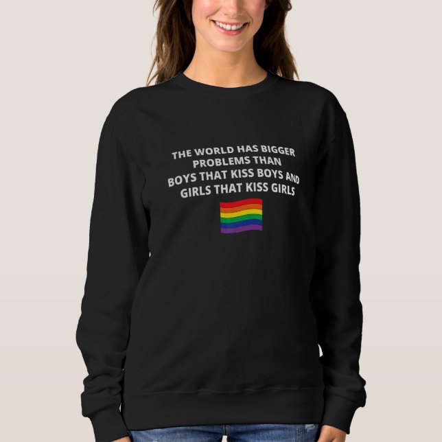 Sweatshirt Gay Et Lesbian Ally Pride Rainbow Kissing Social (Devant)
