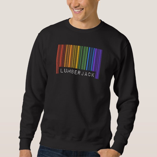 Sweatshirt Gay Lumberjack Pride Flag Barcode Queer Rainbow LG (Devant)
