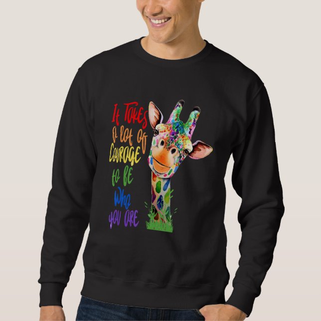 Sweatshirt Gay Pride Awareness Giraffe LGBT Pride Flag Rainbo (Devant)