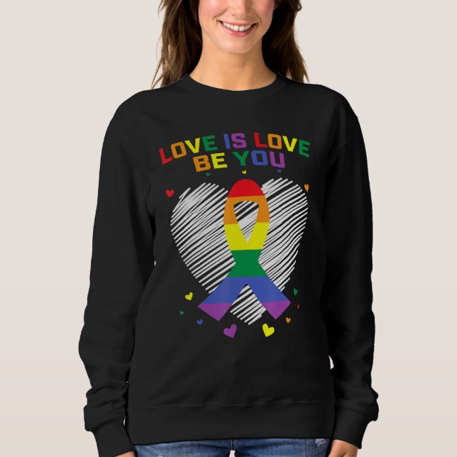 Sweatshirt Gay pride Bi Lgbtq Bisexual Lesbian Ally Love Is L (Devant)