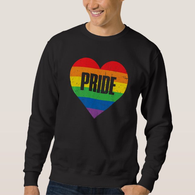 Sweatshirt Gay Pride Heart Rainbow Flag LGBT LGBTQ Lesbian Bi (Devant)