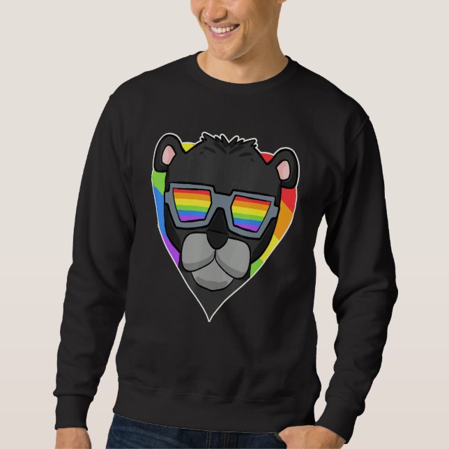 Sweatshirt Gay Pride LGBT Rainbow - Black panther - LGBT Hear (Devant)