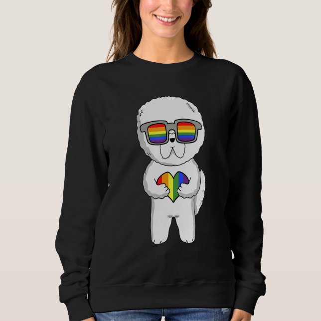 Sweatshirt Gay Pride LGBT Rainbow - Dog Breed Bichon Frize -  (Devant)