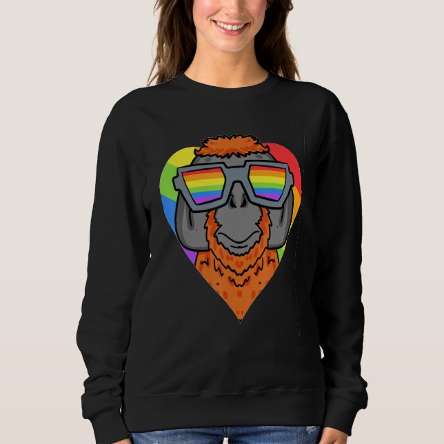 Sweatshirt Gay Pride LGBT Rainbow -Urangutan Monkey - LGBT He (Devant)