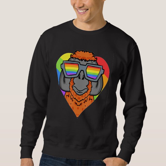 Sweatshirt Gay Pride LGBT Rainbow -Urangutan Monkey - LGBT He (Devant)