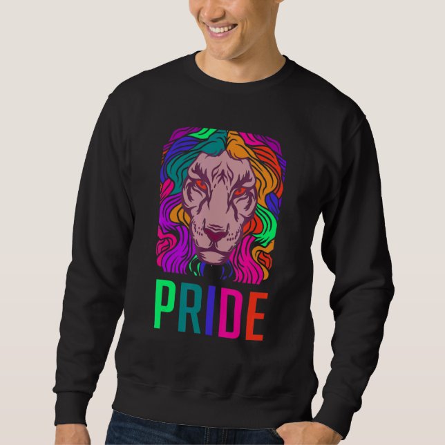 Sweatshirt Gay Pride Lion LGBTQ Rainbow Lesbian Men Women (Devant)