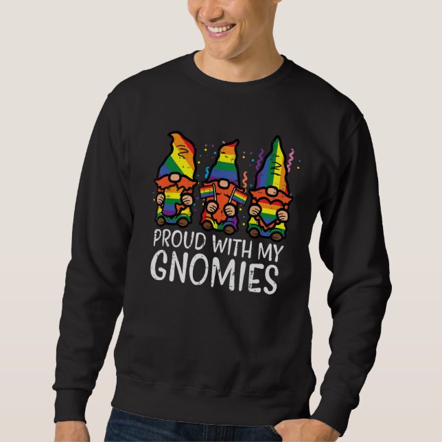 Sweatshirt Gay Pride Proud With Gnomies Rainbow Lgbt Gnome Me (Devant)