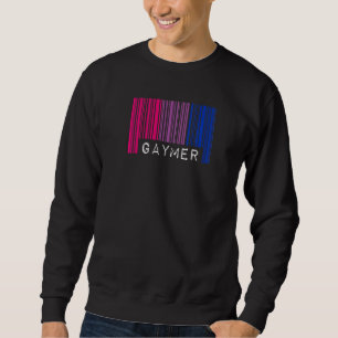 Sweatshirt Gaymer Bisexual Pride drapeau Barcode Jeux Vidéo N