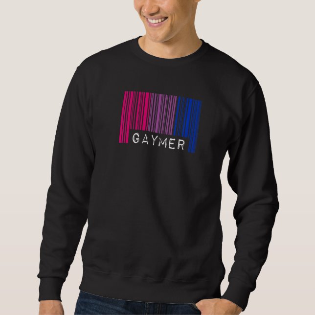 Sweatshirt Gaymer Bisexual Pride drapeau Barcode Jeux Vidéo N (Devant)