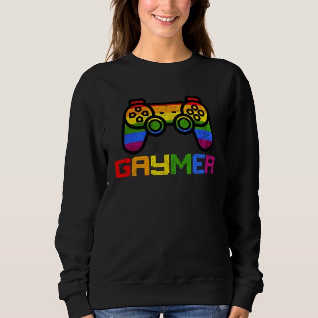 Sweatshirt Gaymer Gamer Gay Pride LGBT  Lesbian Rainbow Flag (Devant)