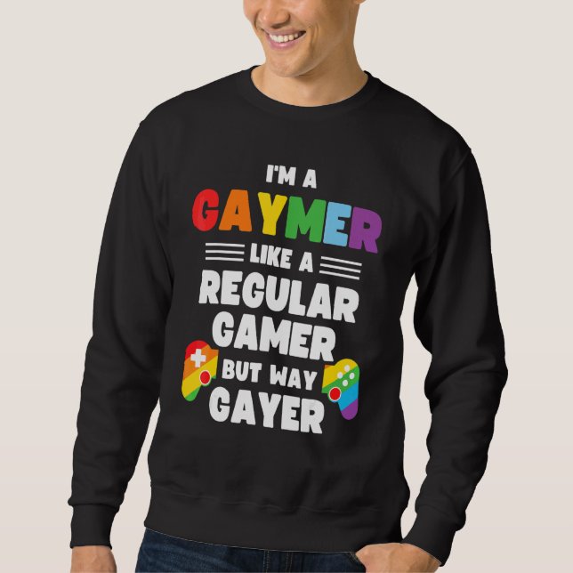 Sweatshirt Gaymer Gay Gamer Lgbt Pride contrôleur arc-en-ciel (Devant)