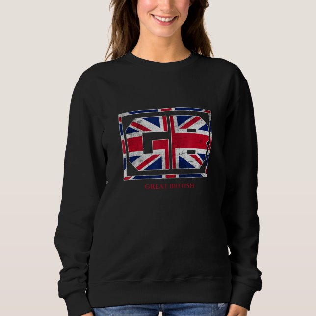 Sweatshirt GB Great British with UK Flag Illustration Graphic (Devant)