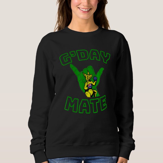 Sweatshirt Gday Mate Boxing Kangaroo Shaka (Devant)