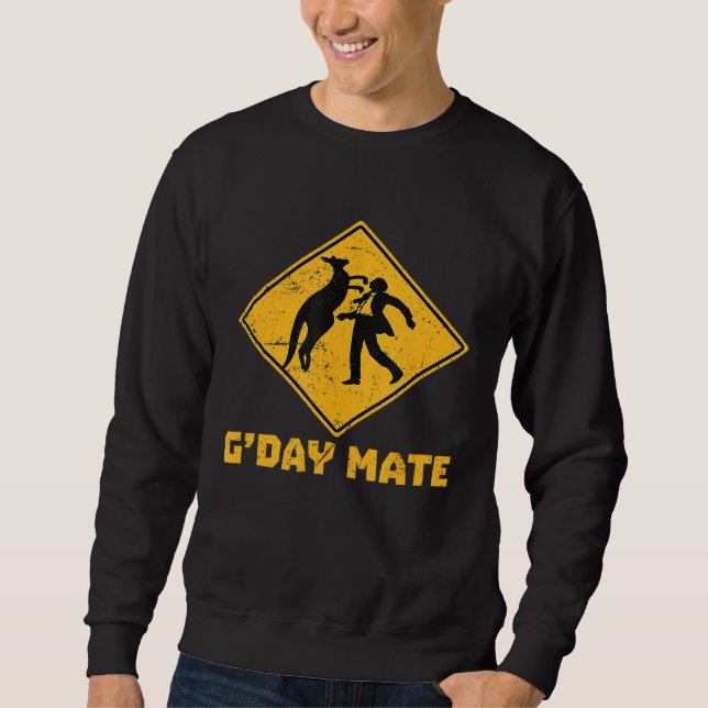 Sweatshirt Gday Mate Funny Kangaroo Punch personne signe (Devant)