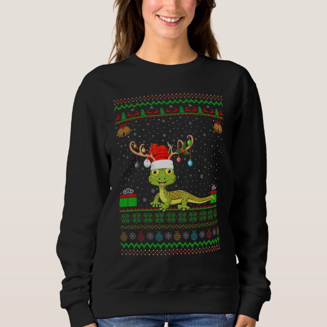 Sweatshirt Gecko Reindeer Santa Hat Correspondant Gecko Chri (Devant)