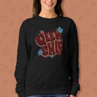Sweatshirt Geek Chic Lettré à la main Design de texte floral