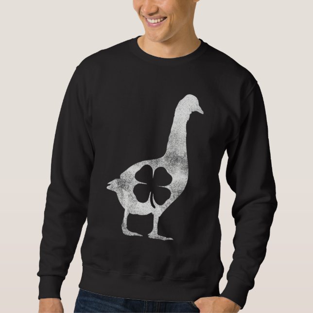 Sweatshirt Geese Goose St Patrick's Day Shamrock Irish Lucky (Devant)