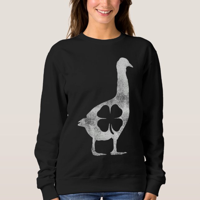 Sweatshirt Geese Goose St Patrick's Day Shamrock Irish Lucky (Devant)