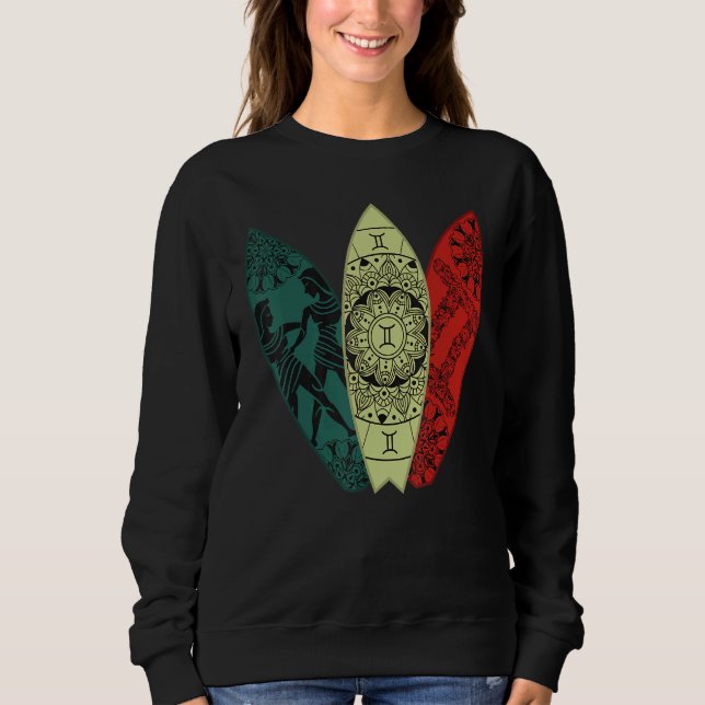 Sweatshirt Gemini Zodiac Sign Surfboard Surfing Horoscope (Devant)