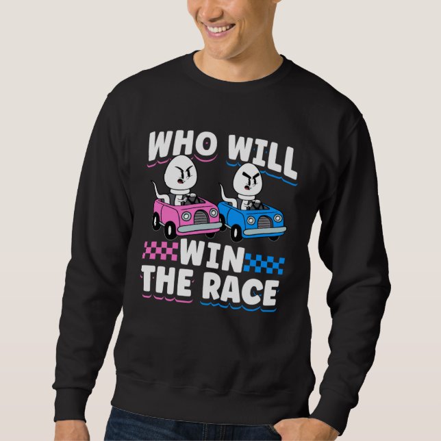 Sweatshirt Gender Reveal Baby Shower Who Will Win The Race (Devant)