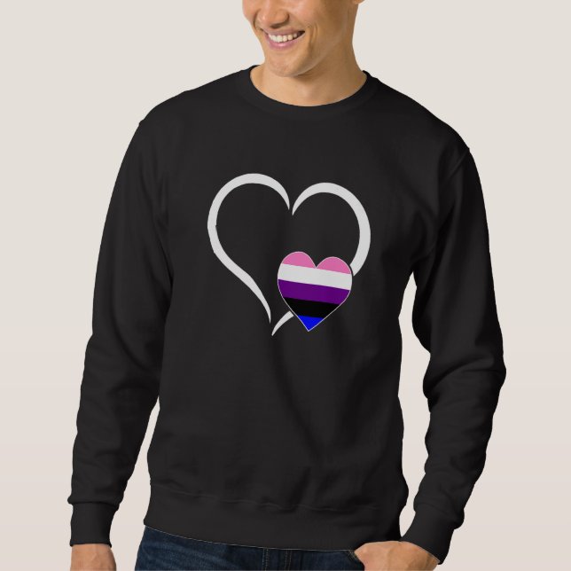 Sweatshirt Genderfluide Heart Lgbt Q Cool Pride Drapeau Coule (Devant)