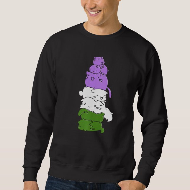 Sweatshirt Genderqueer Drapeau Genderqueer Cat Pride (Devant)