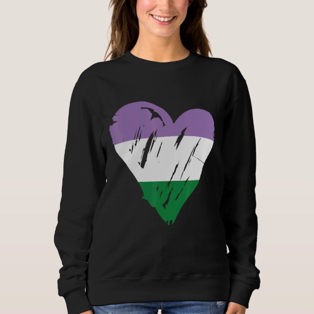 Sweatshirt Genderqueer Pride Coeur Drapeau 1 (Devant)