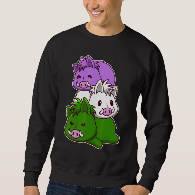 Sweatshirt Genderqueer Pride Flag Wild Boars (Devant)