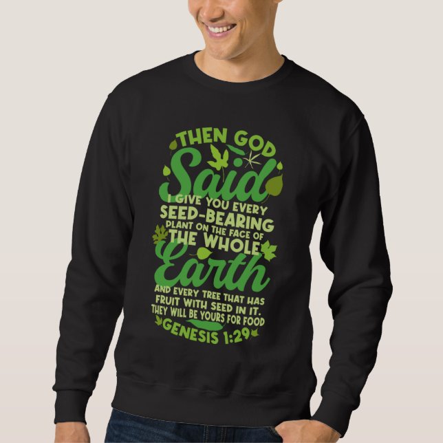 Sweatshirt Genesis 129 Plant Based Diet Vegan Vegetarian Bibl (Devant)