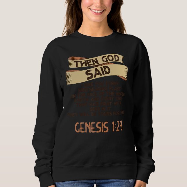 Sweatshirt Genesis 129 Plant Based Diet Vegan Vegetarian Bibl (Devant)