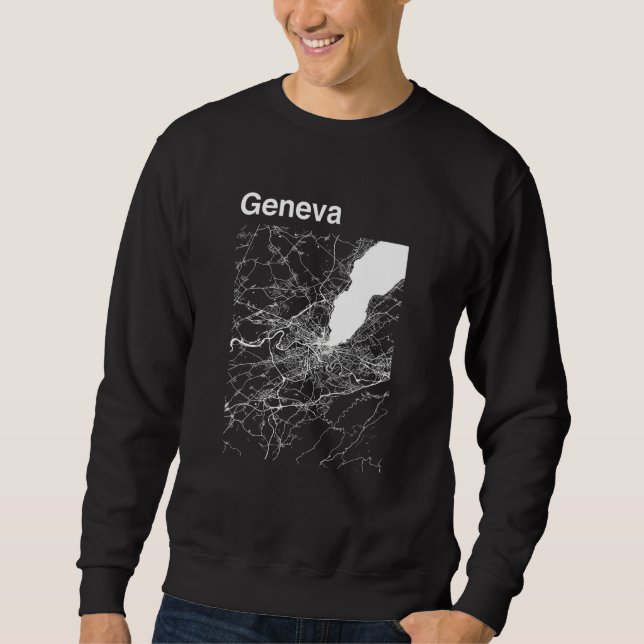 Sweatshirt Geneva Switzerland Classic City Map Graphic (Devant)