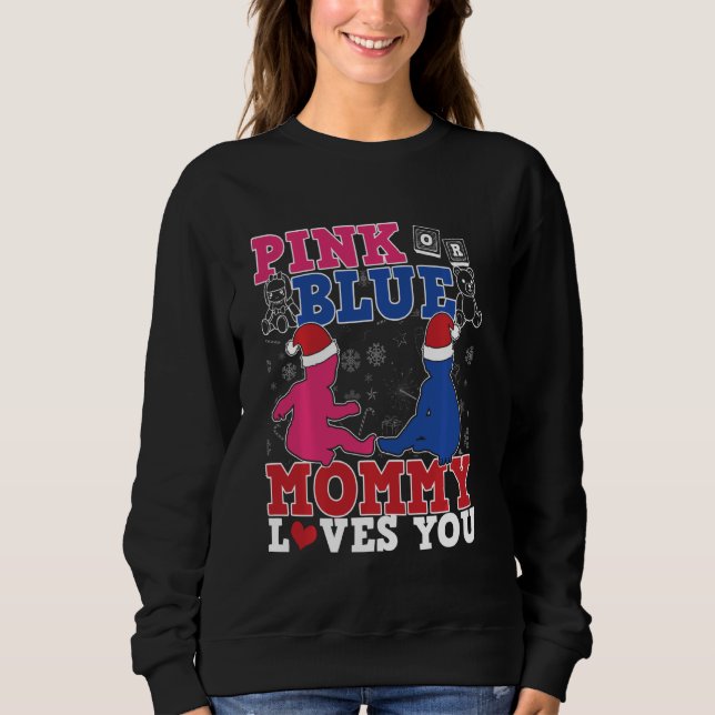 Sweatshirt Genre Révéler Rose Et Bleu Maman Vous Aime Pour Ne (Devant)