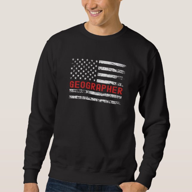 Sweatshirt Geographer USA Drapeau Profession Rétro Titre du t (Devant)