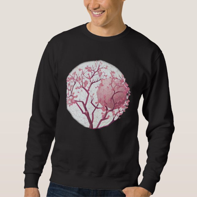 Sweatshirt Geometric Globe with cherry blossom tree of life S (Devant)