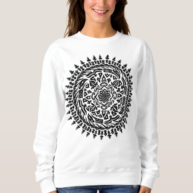 Sweatshirt Géométrie sacrée complexe Mandala fait main – (Devant)