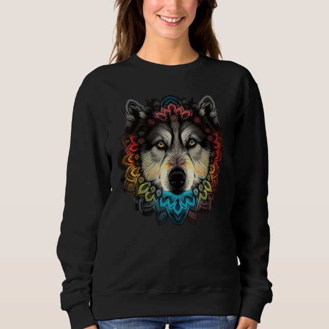 Sweatshirt Geometry Alaskan Malamute Mandala 1 (Devant)