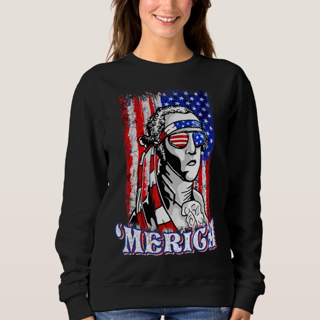 Sweatshirt George Sloshington Washington Merica 4 juillet U (Devant)