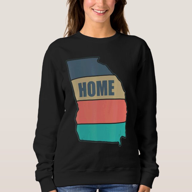 Sweatshirt Georgia Home State Retro Peach Shape Skyline (Devant)