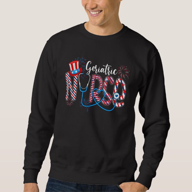 Sweatshirt Geriatric Nurse 4th of July Love Heart Stethoscope (Devant)
