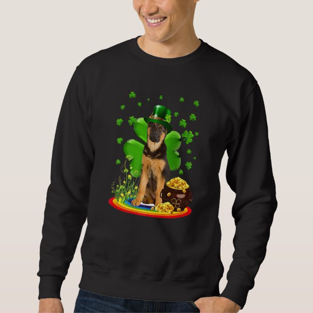 Sweatshirt German Shepherd Dog Shamrock St Patricks Day Dog I (Devant)