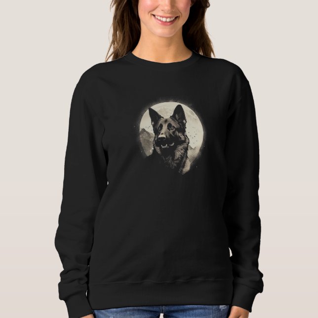Sweatshirt German Shepherd With Full Moon in Background - Dog (Devant)