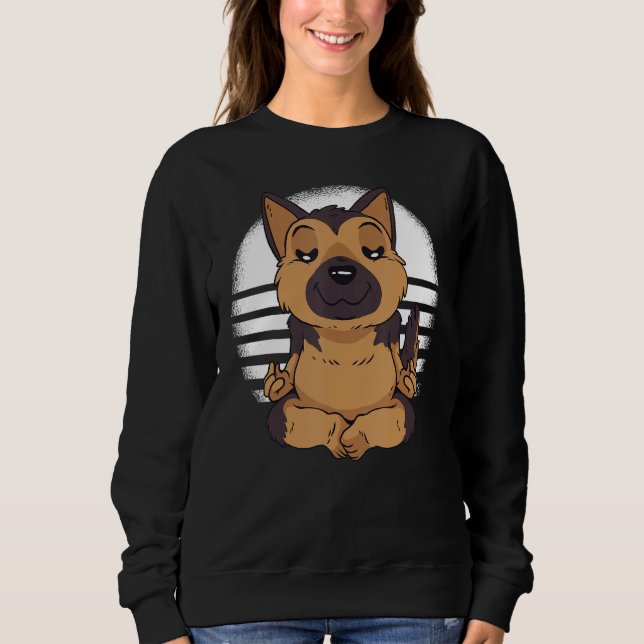 Sweatshirt German Shepherd yoga meditation meditate Funny dog (Devant)