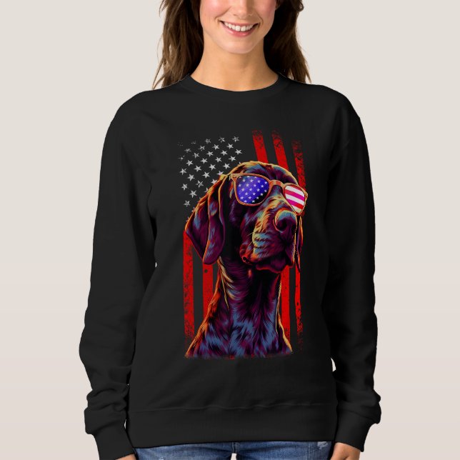 Sweatshirt German Shorthaired Pointer Dog American Flag 4th O (Devant)