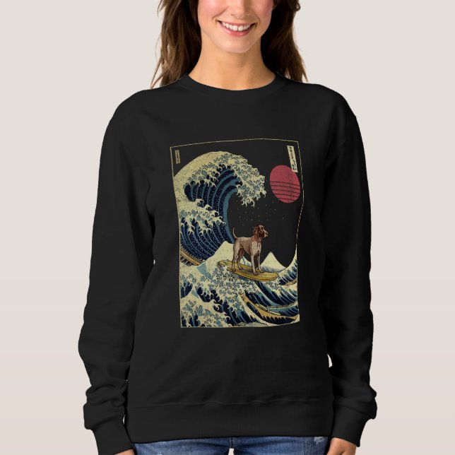 Sweatshirt German Shorthaired Pointer Japanese Kanagawa Wave  (Devant)