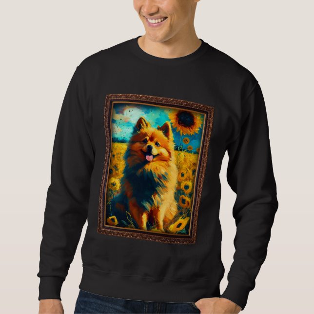 Sweatshirt German Spitz Painting Sunflower Flower Mom Women F (Devant)